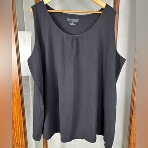 Catherines Suprema Collection Womens Tank Top Black Plus Size 4X 30/32W